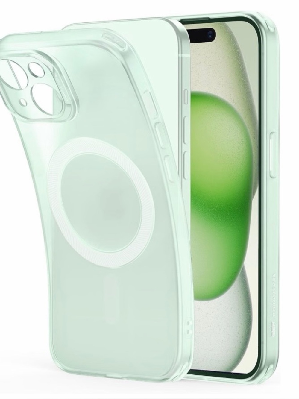 Frosted Green Magnetic Phone Case for iPhone 15 Plus